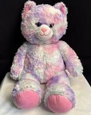 Build A Bear White Purple Pink Pastel Kitty Cat 17" Stuffed Animal Plush Swirl