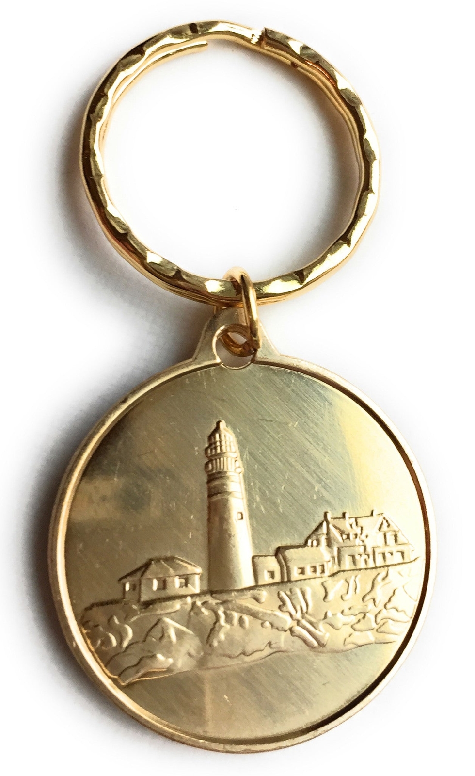 Fog Light Prayer Light House Keychain Clean Glossy Bronze