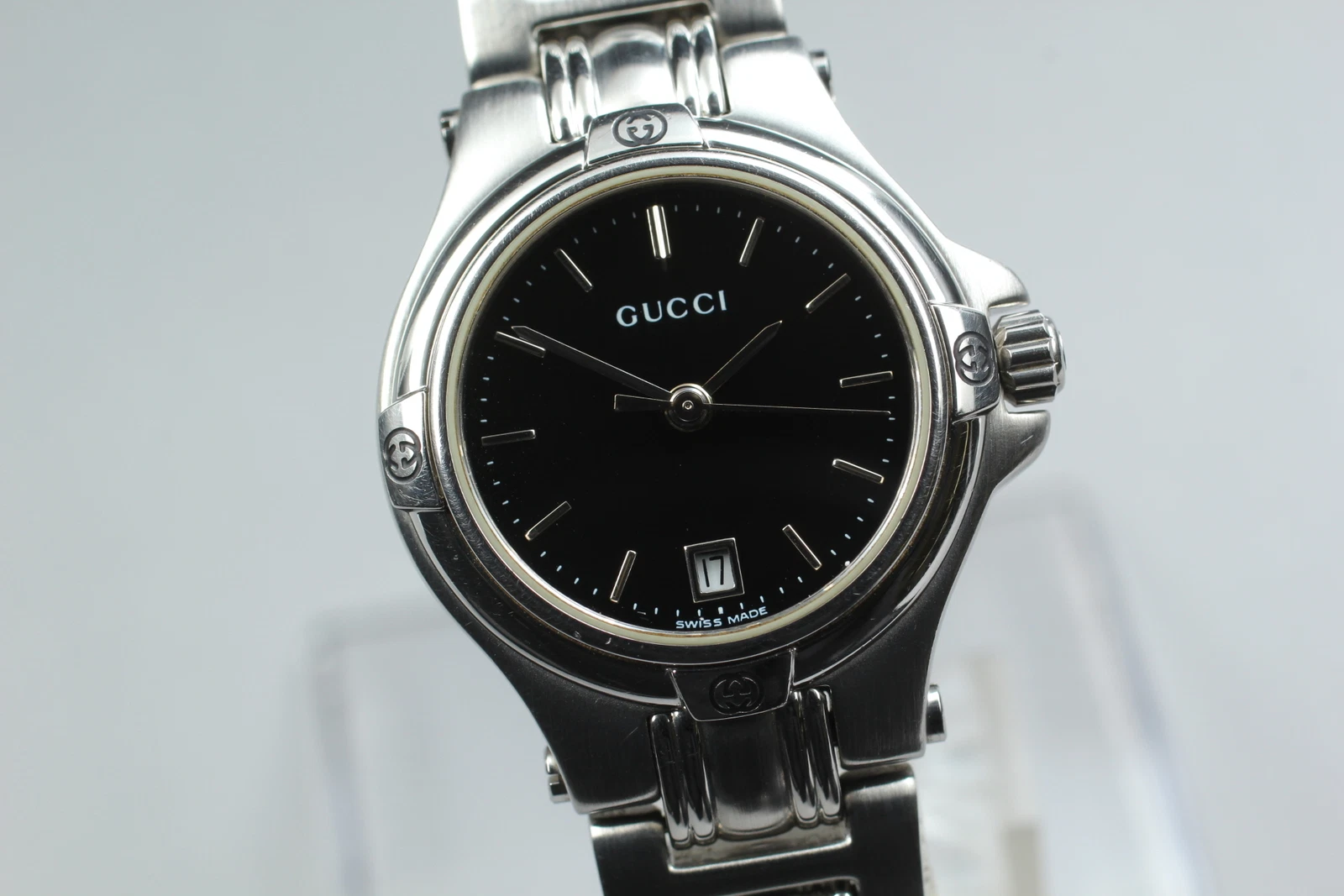 [Presque comme neuf avec boîte] Gucci 9040L cadran noir quartz date femmes du JAPON W482