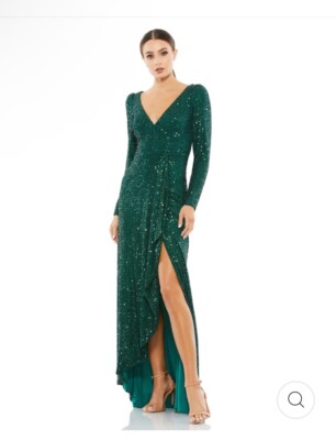 MAC DUGGAL SEQUIN WRAP EVENING GOWN WHITE COLOR SIZE 2 MSRP $398 (26395) NWT