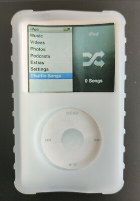 White Silicone Skin Case for iPod Classic Thin with Click Wheel