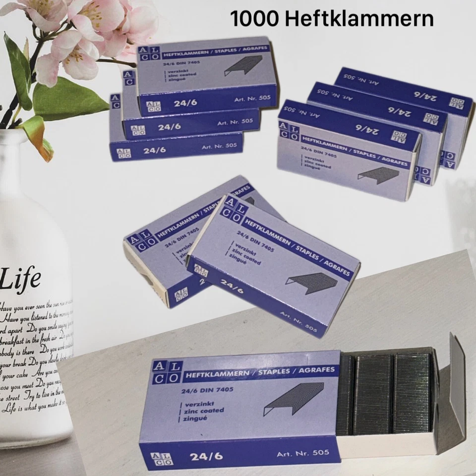ALCO Heftklammern 24/6 1000 Stück DIN 7405 Hefter Klammern Verzinkt 24 / 6 Tacker