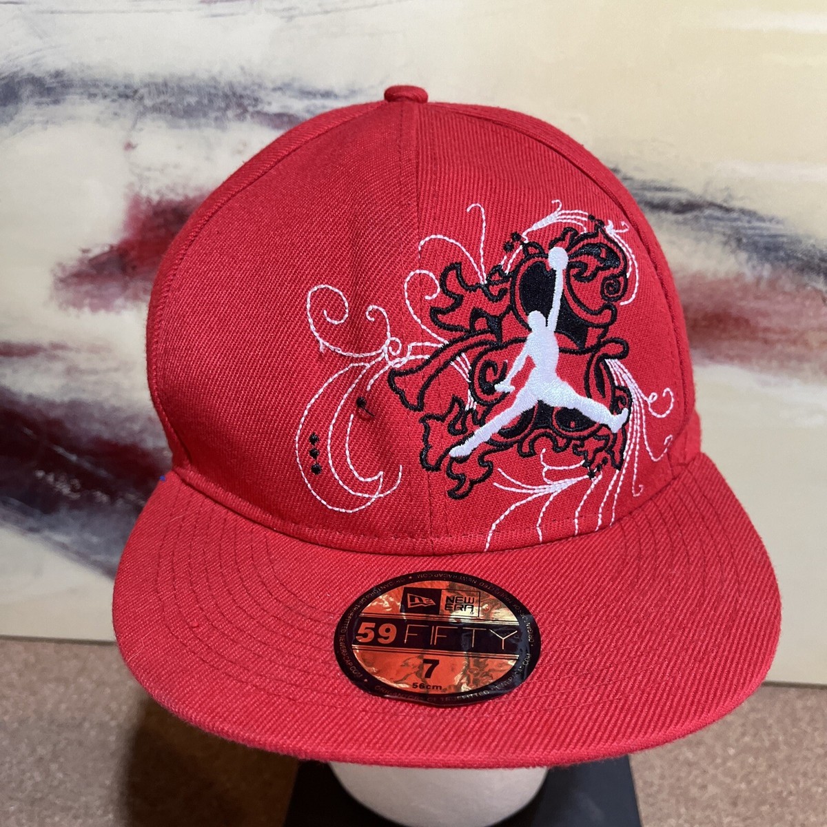 New Era 59Fifty Jordan Red/Black Hat Size 7 COOL RARE | eBay