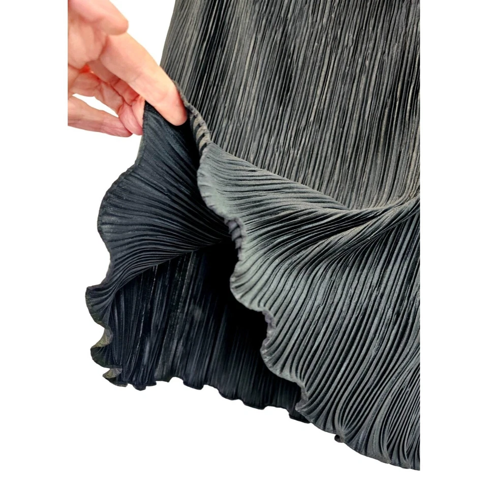 I Magnin черная полоса гофрированная акордийская складчатая юбка размер 8-12 шелковая смесь 80-е 90-е - Изображение 3 из 4