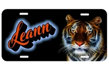Tiger Orange Turquoise Personalized Monogrammed License Plate Custom Auto Tag