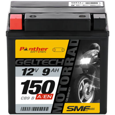 Panther YB9-B Motorradbatterie 12V 9Ah GEL Batterie 50914 Roller CB9-B Quad