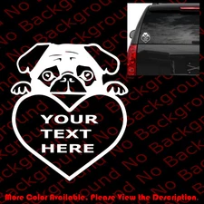 Peeking PUG Your Custom Text Car Window/Laptop Vinyl Die Cut Decal Sticker AM022