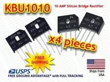 Single Phase 10A 1000V KBU1010 Diode Bridge Rectifiers 4pin KBU-1010 x (4 PCS)