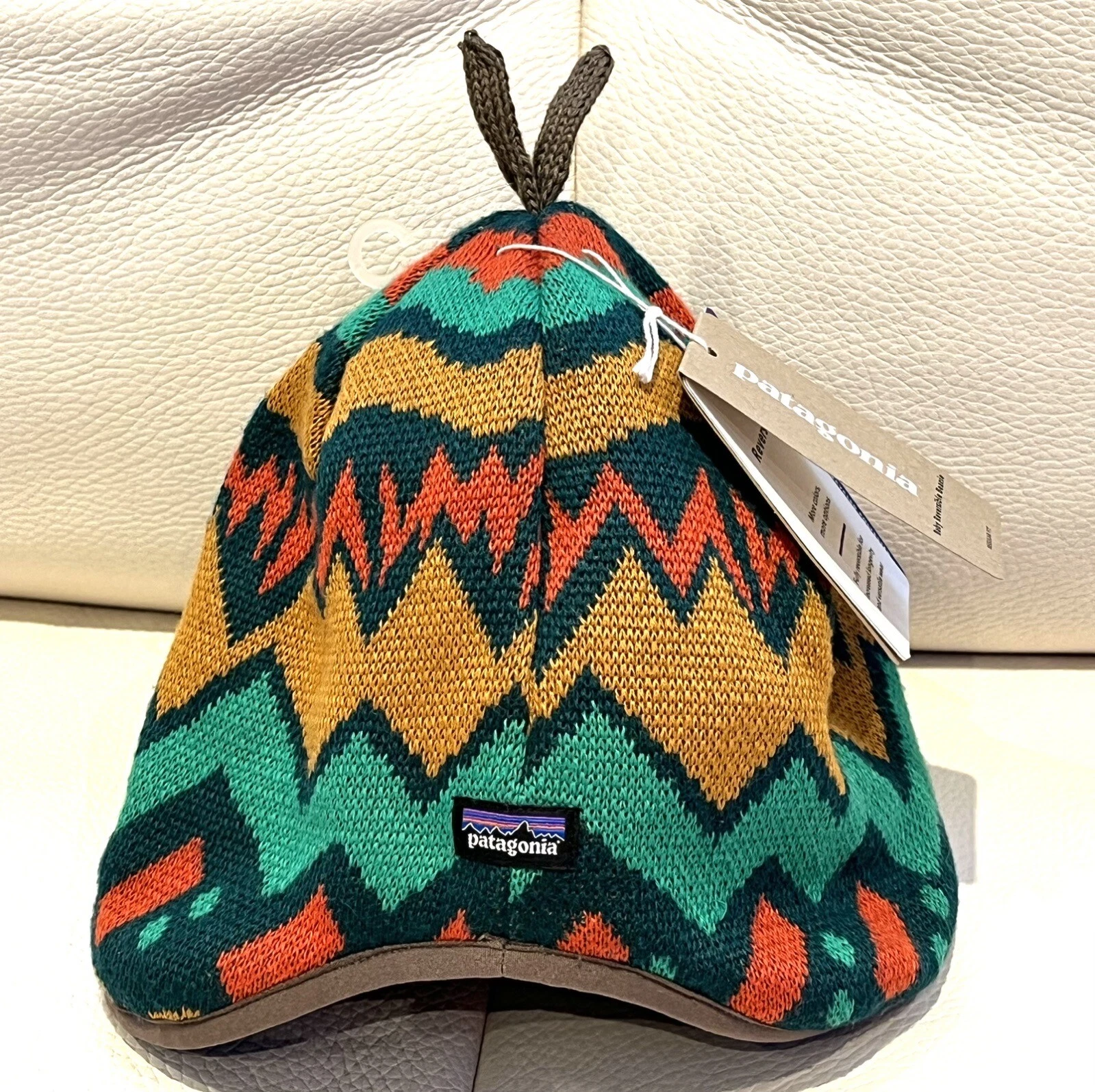 Patagonia Baby 3-6 Months Reversible Beanie Geo Knit Nettle Green Hat NWT