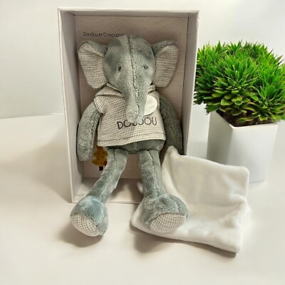 Doudou et Compagnie SWEETY Elephant Plush Waffle hoodie Shirt Lovey Baby DC4188