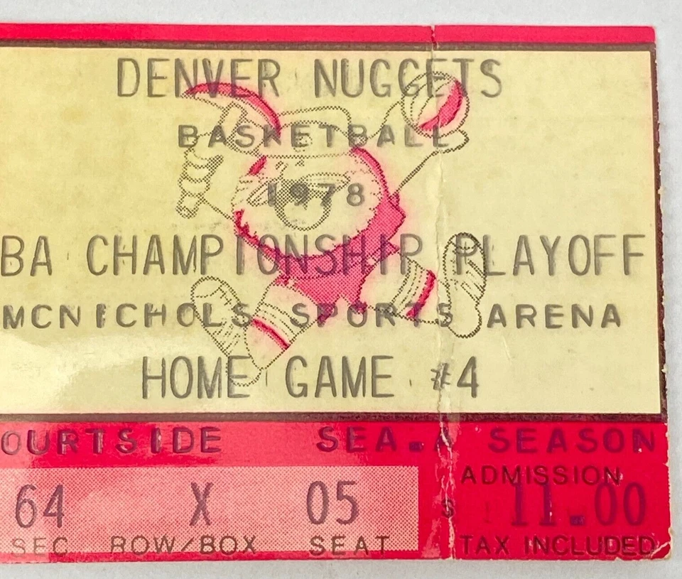 1978 Nuggets NBA Playoff Ticket Stub Game 5 vs Seattle SuperSonics Thompson 35 - Image 3 of 4