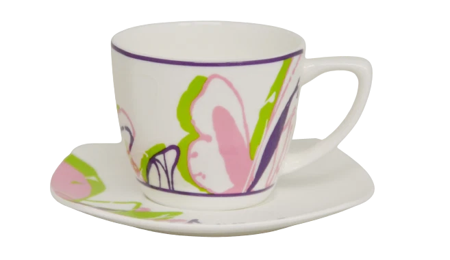 Tazze Tazzine Caffè Set per 4 Scherzer Laguna Dream in Porcellana Decorata Cups, fotografia 5 di 7