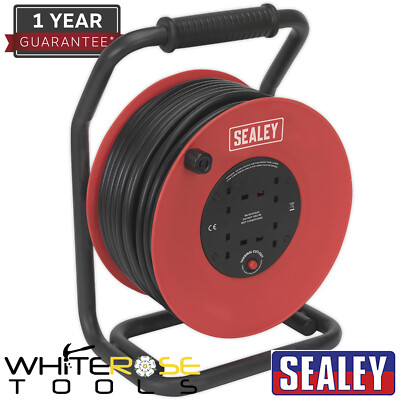 Sealey Kabelrolle 50m 4 x 230V 2,5 mm2 strapazierfähige Thermoauslösung