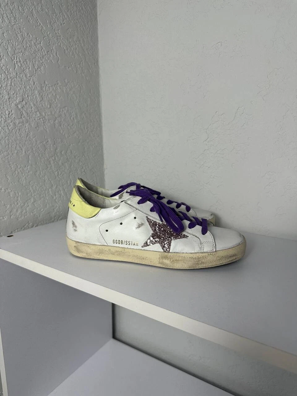GOLDEN GOOSE Gol Goose Superstar bianco viola giallo taglia 37 GGDB
