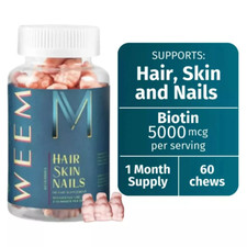 WEEM Hair Skin and Nails Gummies - Supports Healthy Hair - Vegan biotin Vitamins