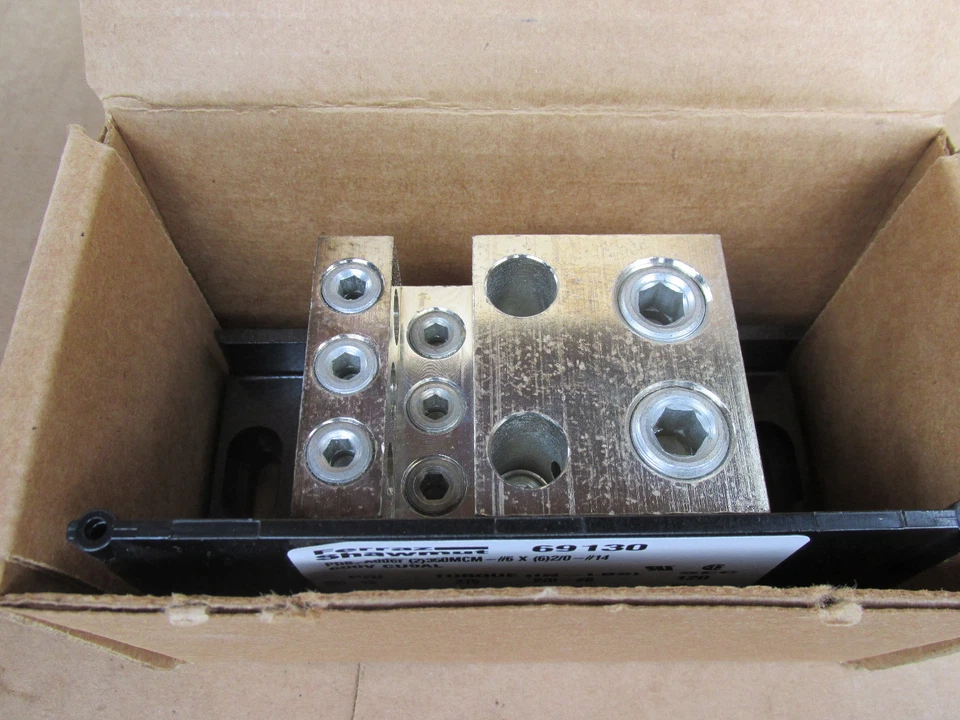 Ferraz Shawmut 69130 Large Power Block 2-Pole #6-350MCM 600V NEW!!! in Box - Image 2 of 4