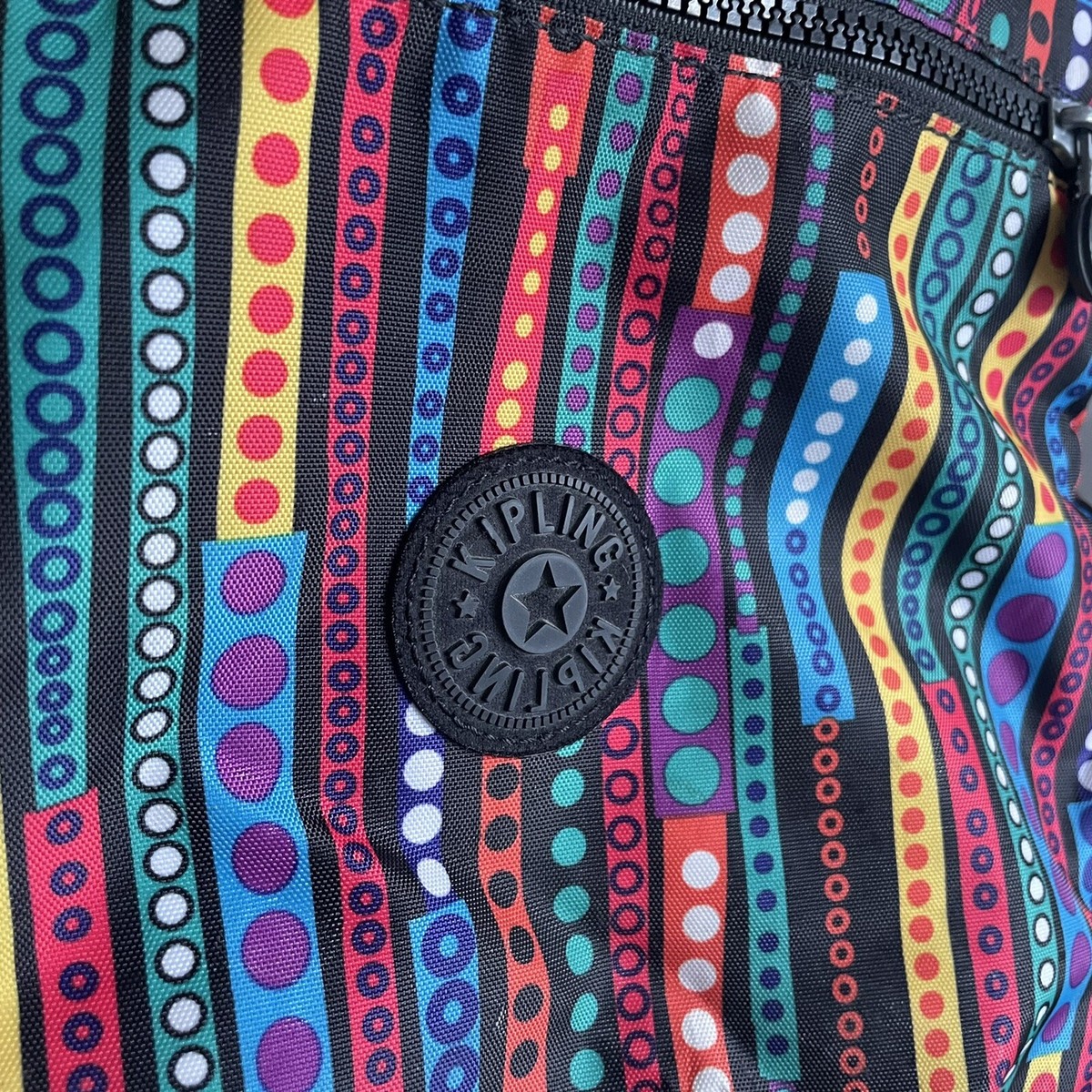Kipling Backpack Colorful Dots Stripes Nylon Machine 