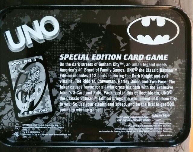 Batman Uno Special Edition Card Game in Collectible Tin Batman Uno Special Edition Card Game in Collectible Tin