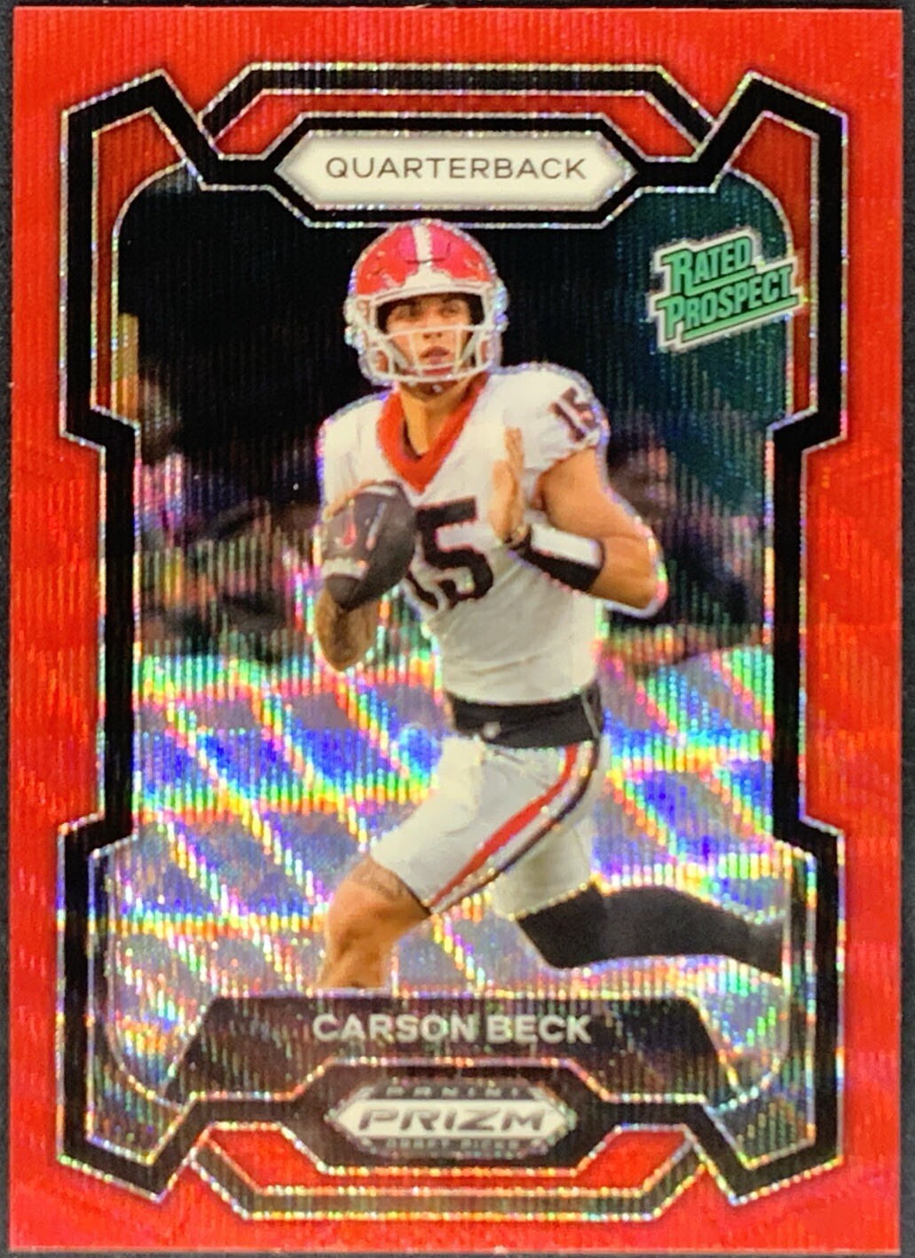 2024 Prizm Draft Picks #130 Carson Beck Rated Prospect Red Wave Georgia Bulldogs