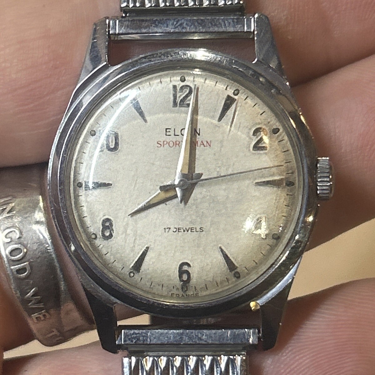 Vintage Elgin Sportsman 17j Men's Wristwatch Needs Service But