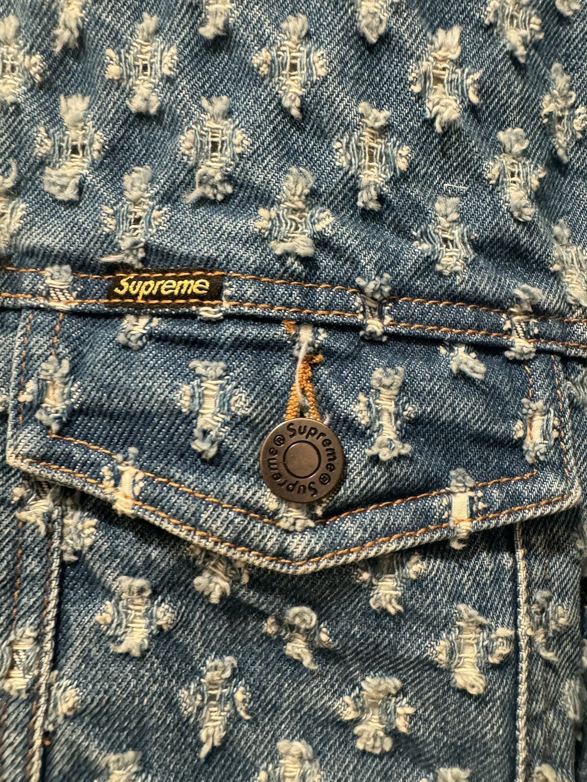 Supreme Hole Punch Denim Trucker Jacket size XL image 7