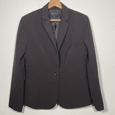 Jones New York Stretch Short Solid Brown Polyester Women Blazer Jacket Size 8