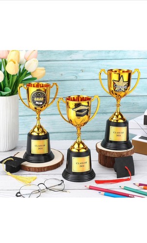 6 Pcs Graduation Gold Award Trophy 2024 Graduation Award Trophy Cups with 12 Pcs - Picture 3 of 5