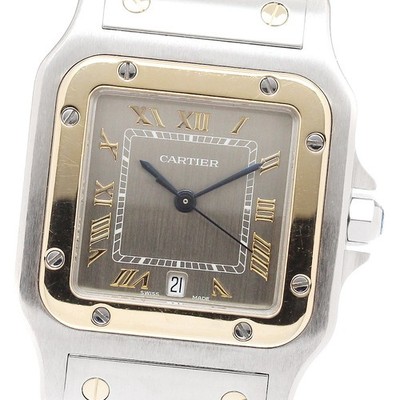 CARTIER Santos Galbe LM W20030C4 YG2 tone Gray Dial Quartz Men's Watch_914627