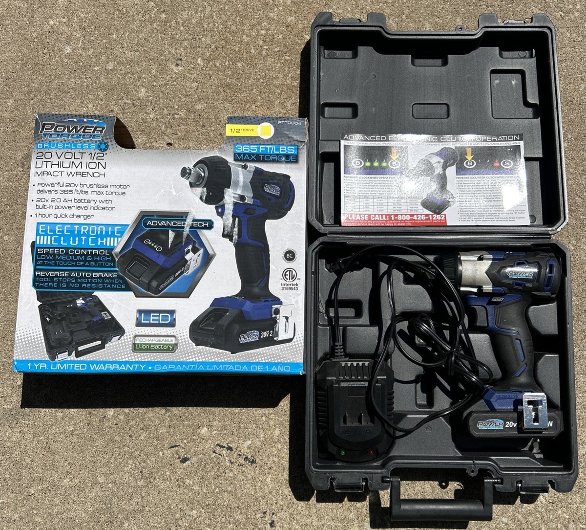 Power Torque Brushless 20V 1/2” Drive Impact Wrench Drill 365 FT/LBS Tool