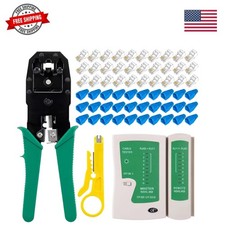 Professional RJ45 Crimp Tool Kit Complete Cat5 Cat5e Cat6 Ethernet Crimper Se...