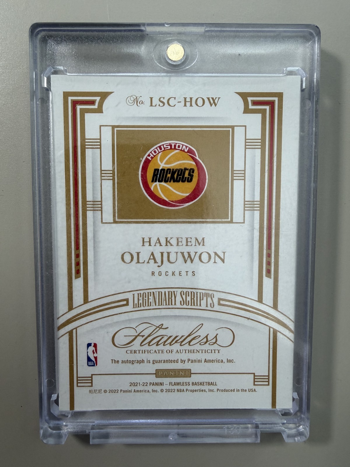 2021-22 Panini Flawless Hakeem Olajuwon Legendary Scripts Auto /10 view 2