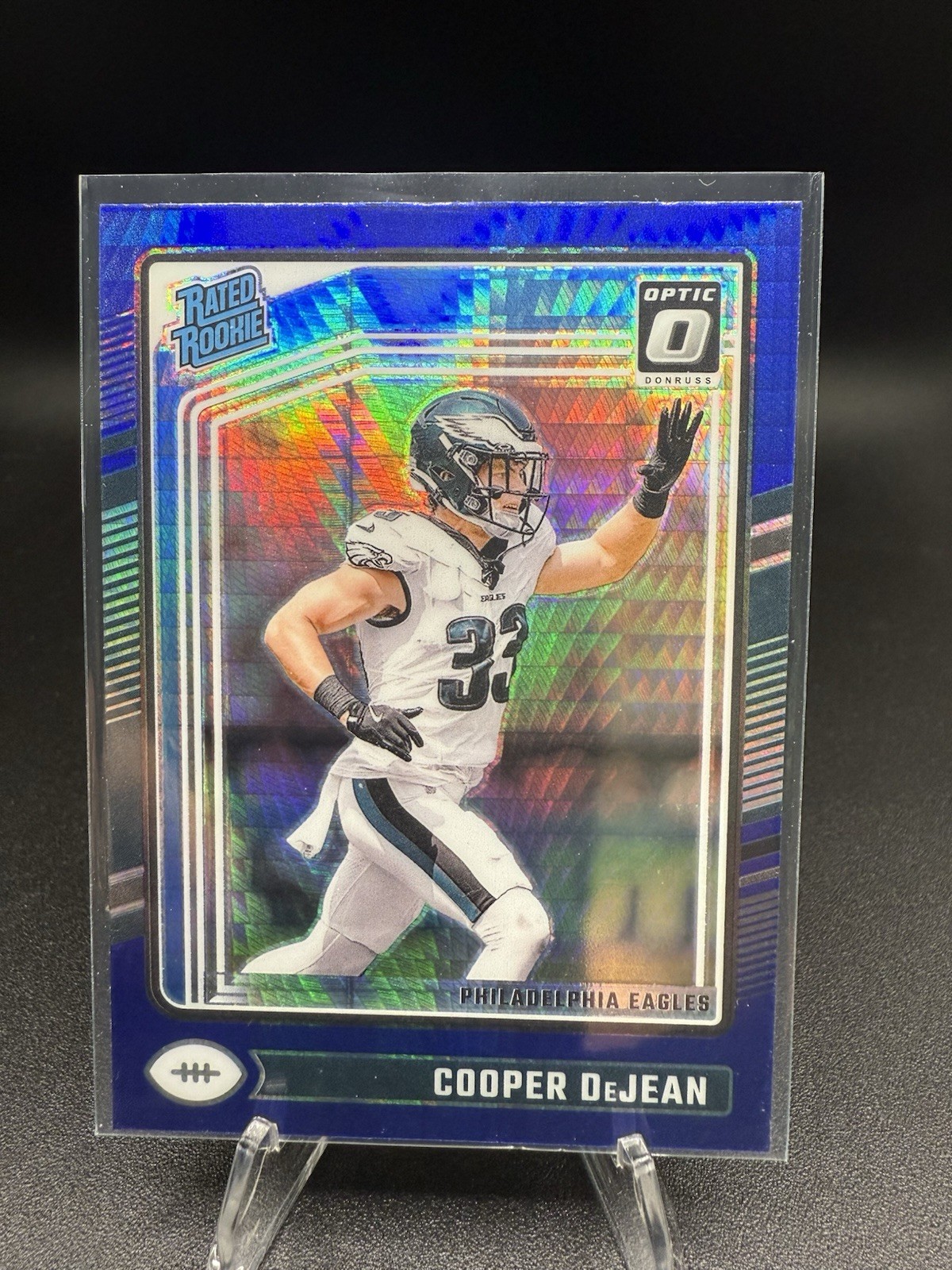 2024 Panini Donruss Optic - Rated Rookie Cooper DeJean #221 Blue Hyper Prizm...