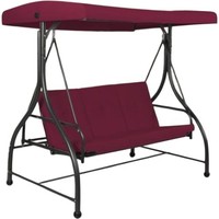 Costway Garden Swing Chair Seat Deep Red with Canopy Steel Frame Collect NN5