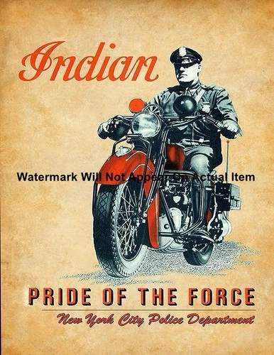 Indian Motorcycle Pride of the Force NYPD New York Photograph Print 8.5x11"