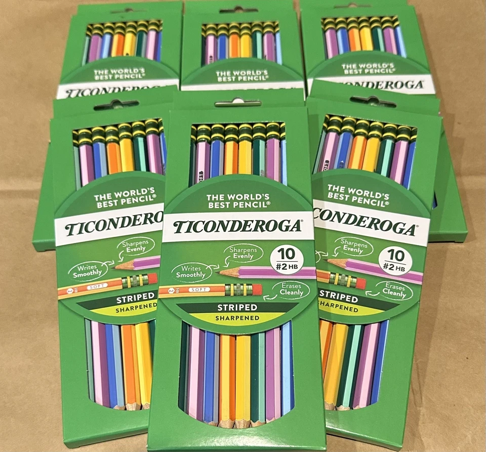Lápices de madera a rayas Dixon Ticonderoga #2 HB suaves, 36 paquetes 10 lápices ea 360 en total Foto 2 de 4