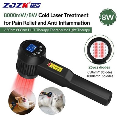 8W Cold Laser Therapy Device for Dogs Horses Cats 650nm 808nm Veterinary Use