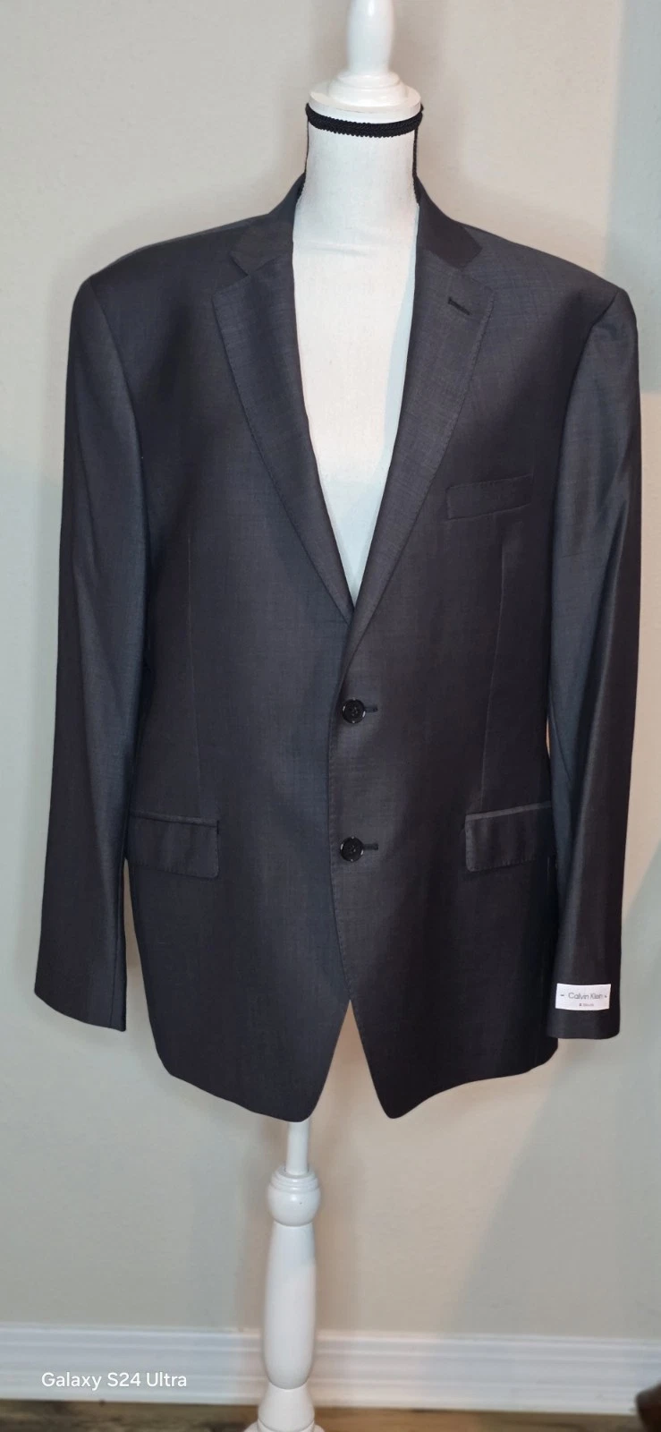 Calvin Klein Blazer Men Medium Gray Jacket Sport Coat Slim Fit Size 46R