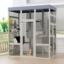 70'' Large Catio Outdoor Cat Enclosure Cat House with 5 Platforms, 2 Resting Box