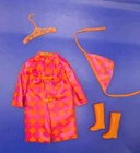Vintage Barbie Outfit #1808 Drizzle Dash Orange Pink Raincoat Scarf Boots Japan