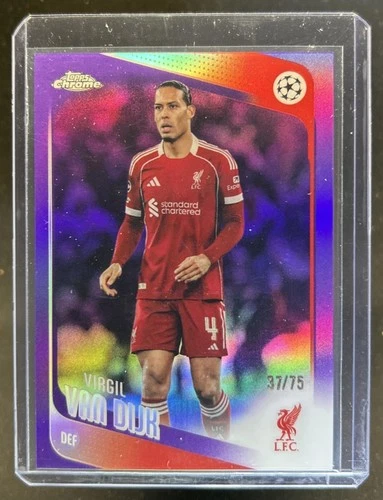 2025-26 Topps Chrome UEFA CC Virgil van Dijk Purple Refractor #/75 Liverpool