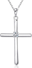 First Communion Gifts for Cross Necklaces for Women 925 Sterling Silver Cross Pe