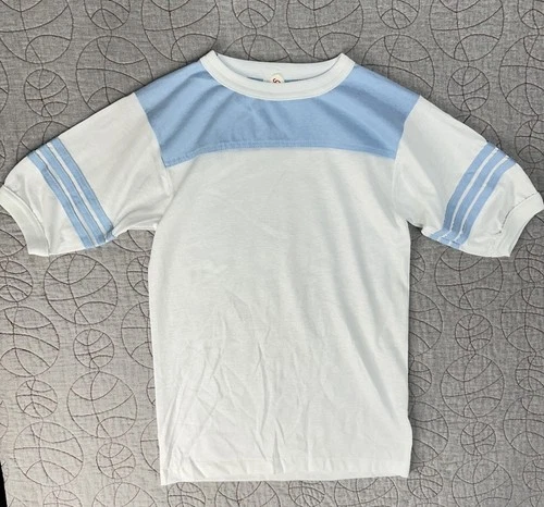 Deadstock Vintage 80s Single Stitch Classic Retro Ringer T-Shirt Adult Small USA