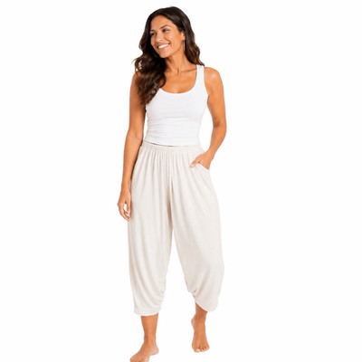 INTIMATELY FREE PEOPLE Women s White Harem Lounge Crop Pants Size XS