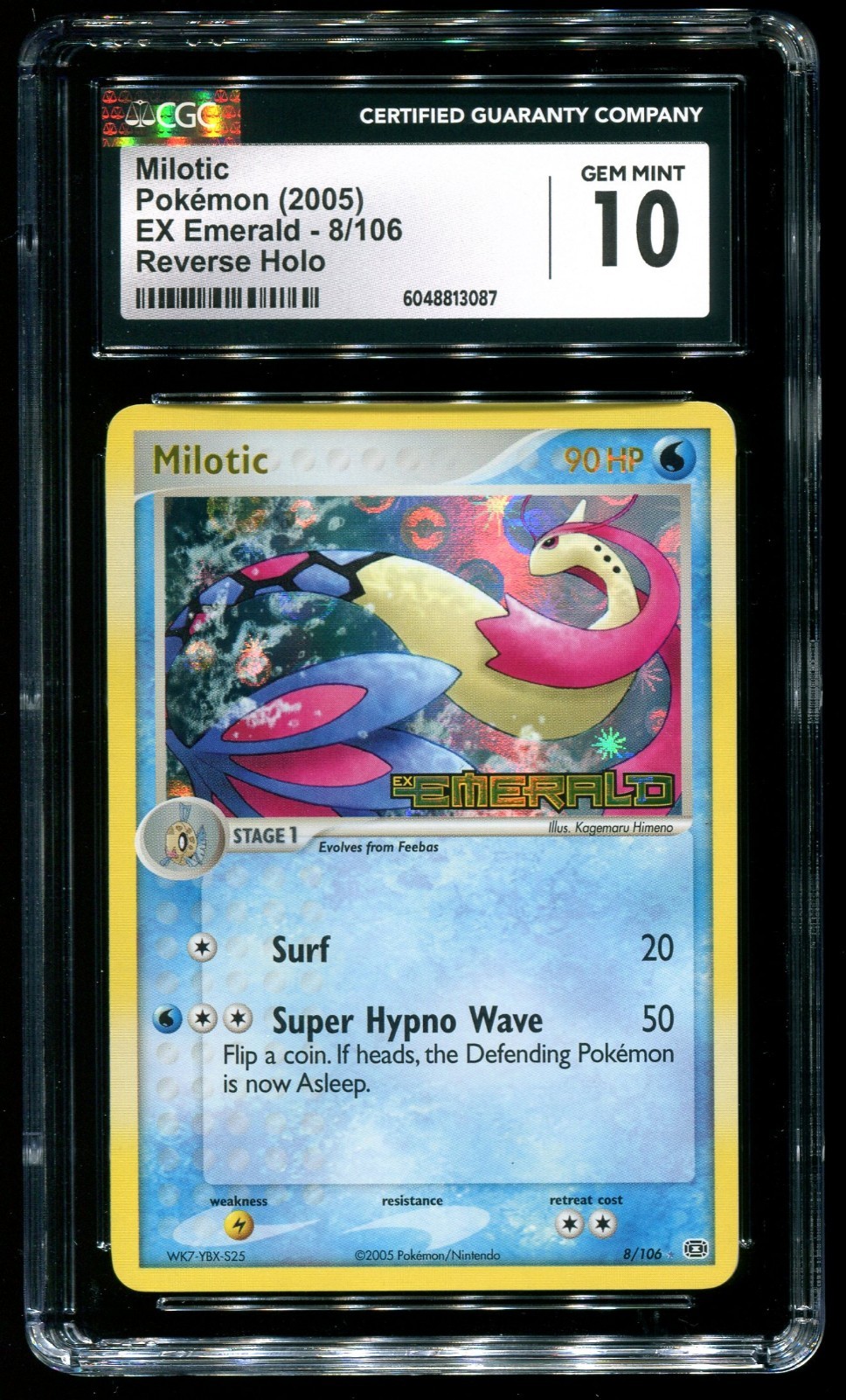CGC 10 Milotic Reverse Holo Rare EX Emerald 2005 Pokemon Card #8