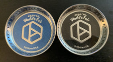 Set of 2 Vintage 1974 World's Fair Spokane WA Metal Coasters Expo '74"