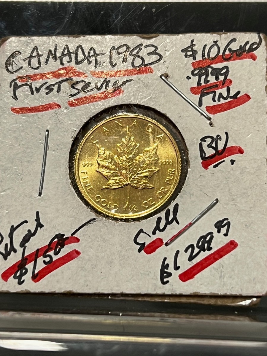 1983 CANADIAN BULLION VALUE 1/4 OZ. BU .9999 GOLD MAPLE LEAF--AND