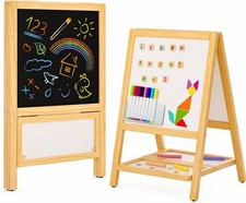 Kids Easel Wooden Art Easel for Kids, Table Magnetic Ding Board with