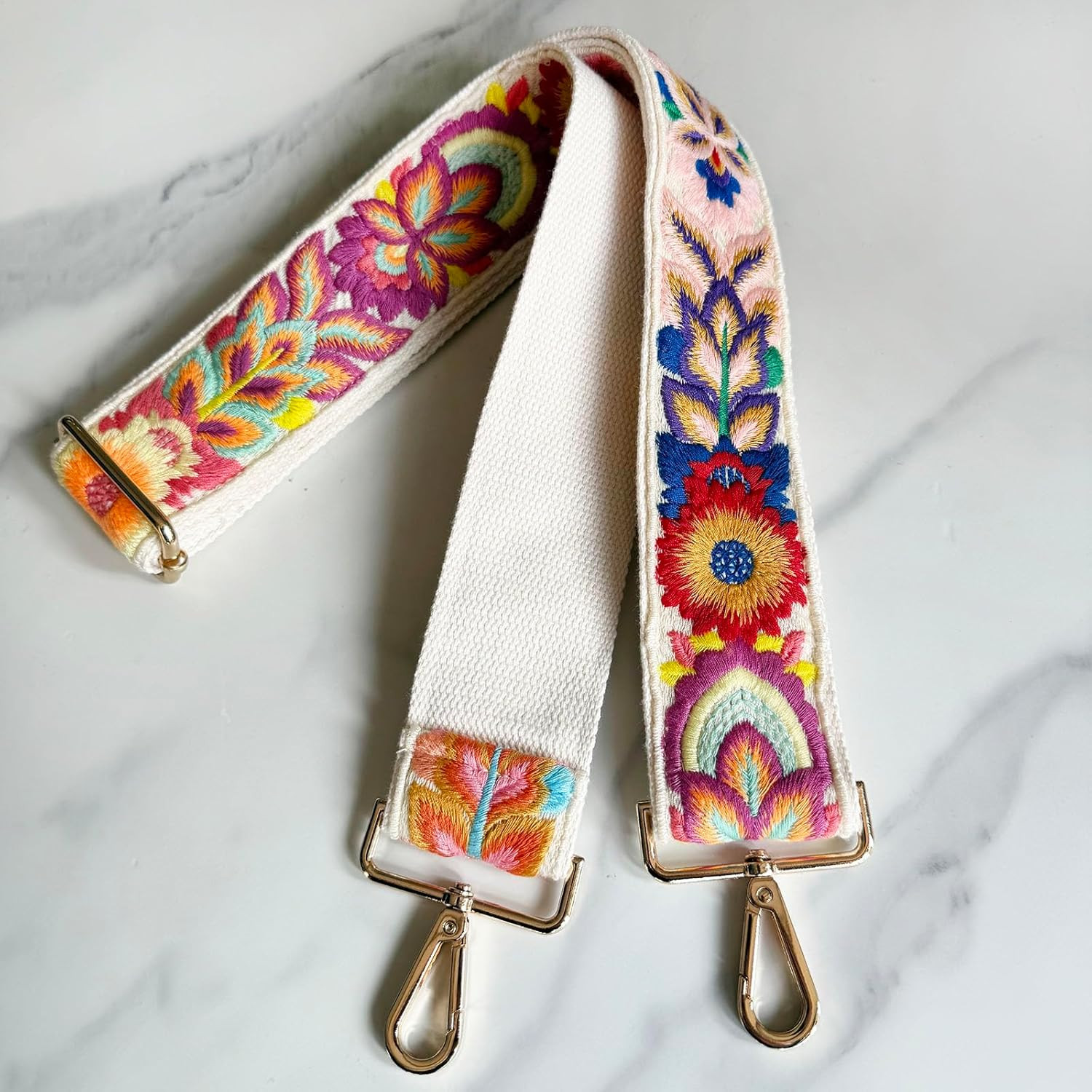 Embroidery Flower Purse Strap Replacement Crossbody for Handbags Women Guitar St thumbnail 6