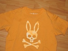 PSYCHO BUNNY Kids XS Size 5 6 Shirt Orange Logo Cotton Short Sleeved Excellent