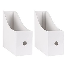 Limitliho Magazine Holde, Vertical Book Bins for Classroom and 2 Pack White